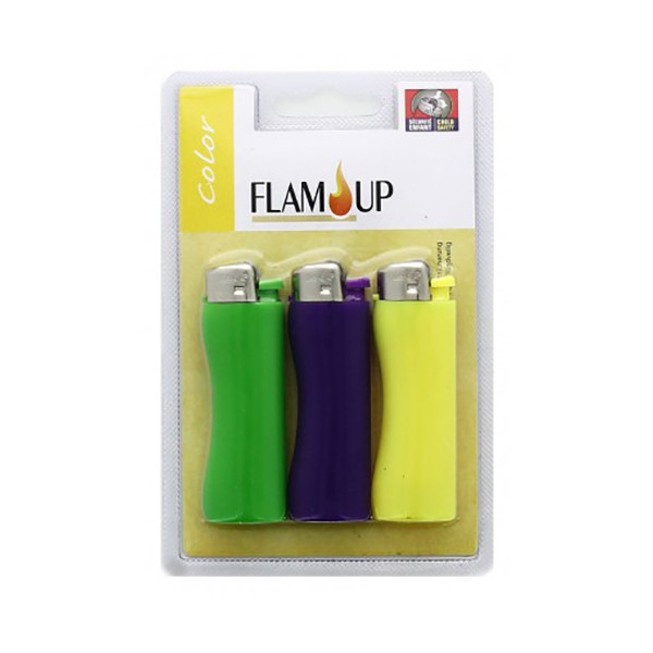 FLAM UP - Briquets Standard à Pierre Curve Color Blister de 3