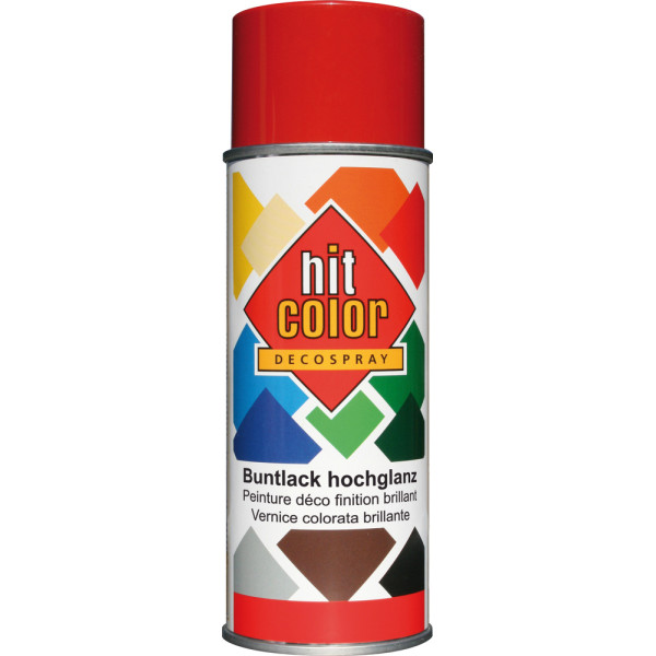HITCOLOR - Peinture Brillante HitColor Aérosol 400ml Rouge feu