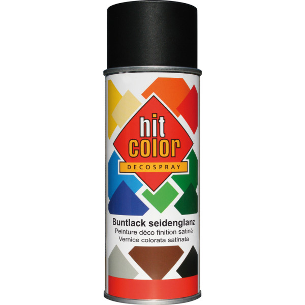 HITCOLOR - Peinture Satinée Hitcolor Aérosol 400ml Noir foncé