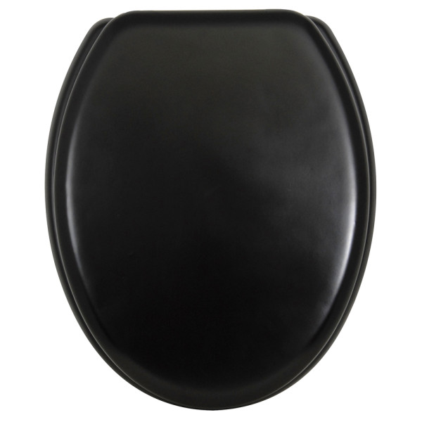 M S V - Abattant WC MDF Charnière Inox Noir Mat
