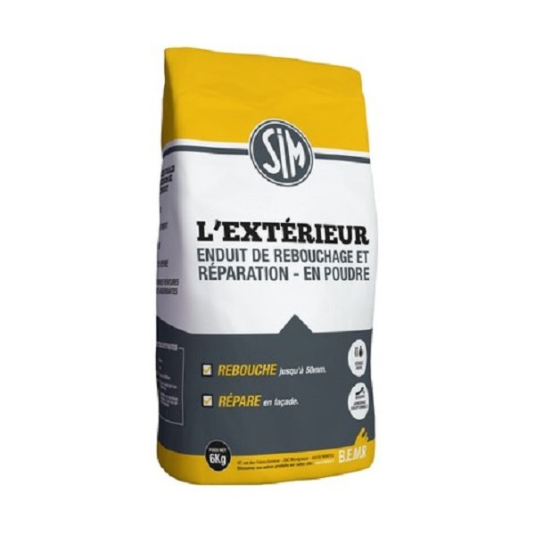 SIM - Sim l'Extérieur Enduit de Rebouchage et Réparation en Poudre 6kg
