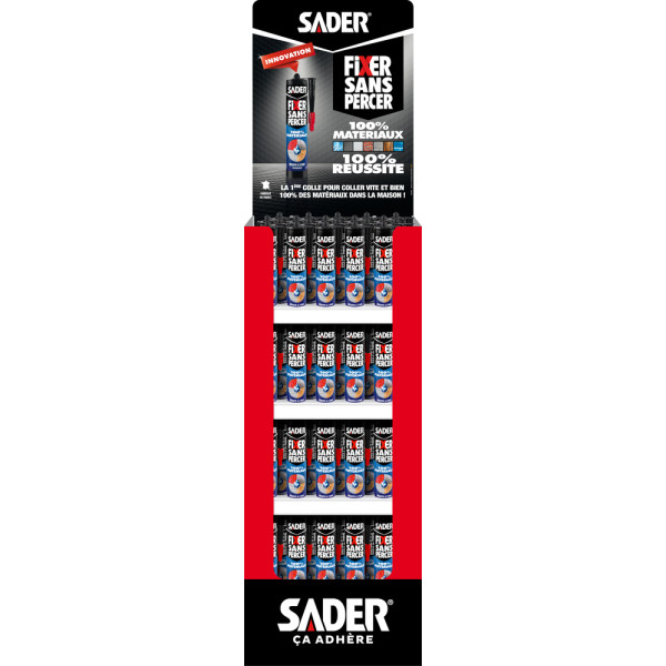SADER - Fixer Sans Percer 100% Matériaux 290ml Box 80 Cartouches