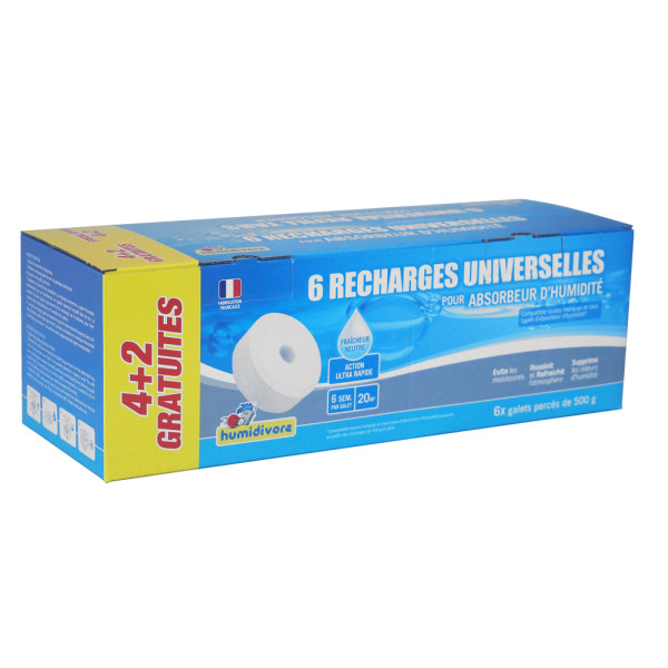 HUMIDIVORE - Humidivore 6 Recharges Universelles Galet Neutre 500g dont 2 GRATUITES