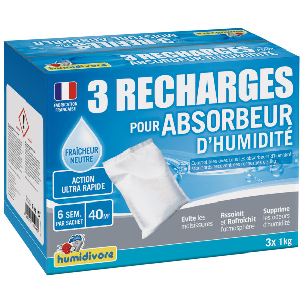 HUMIDIVORE - Humidivore Lot de 3 Recharges d'Absorbeur 1kg Neutre