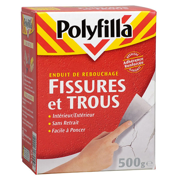 POLYFILLA - Enduit de Rebouchage Poudre Pour Fissures et Trous 500g