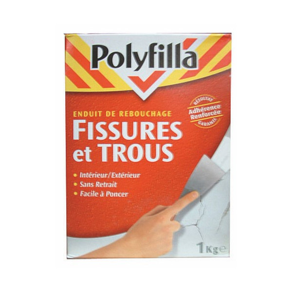POLYFILLA - Enduit de Rebouchage Poudre Pour Fissures et Trous 1kg