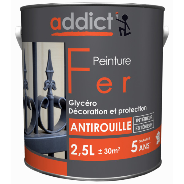 ADDICT - Peinture Fer Antirouille Brillante 2.5L Rouge basque