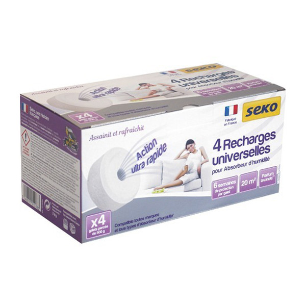 SEKO - Recharge Absorbeur d’Humidité 4 Galets Percés 500g Parfum Lavande