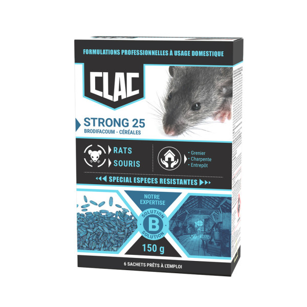 CLAC - Clac Raticide en grain Espèces Résistantes Rats et Souris Boîte de 150g TP14