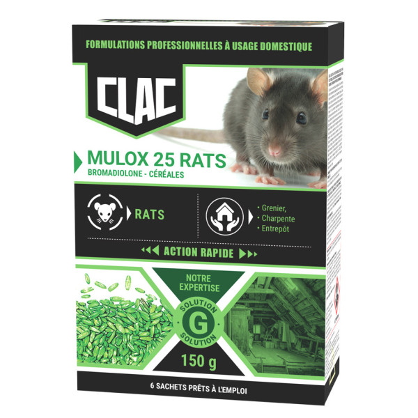CLAC - Clac Raticide Grains de Blé Spécial Rats Boîte de 150g TP14