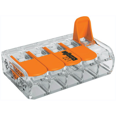 Borne Levier Wago 5x 4 mm Transparent 10 pièces