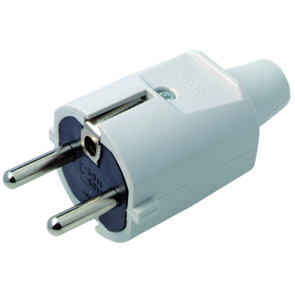 PROFILE - Fiche Universelle Mâle 10A Caoutchouc Grise