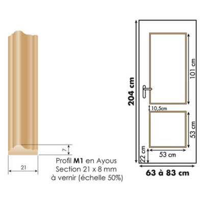 Décor de porte : kit 2 panneaux droits à vernir