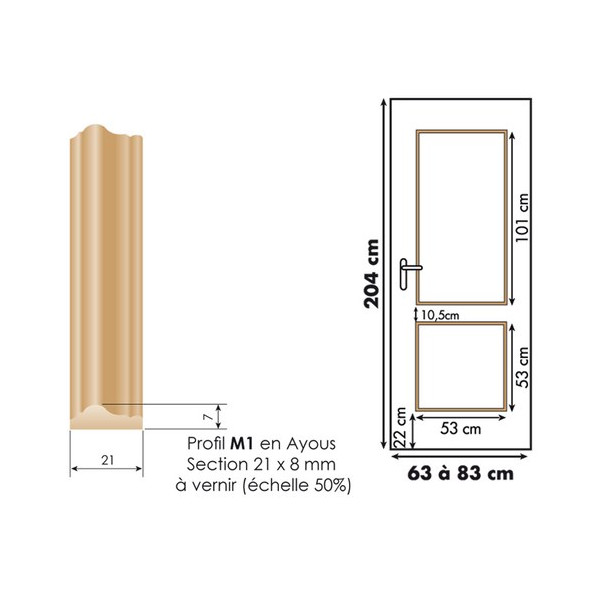 SKYLAB - Décor de Porte : Kit 2 Panneaux Droits à Vernir
