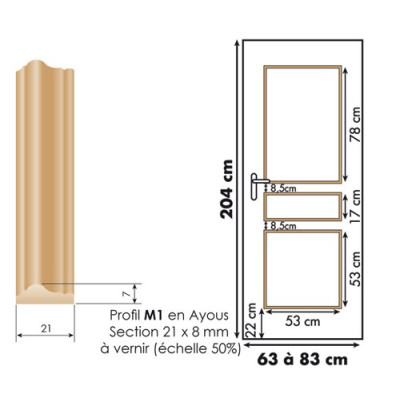 Décor de porte : kit 3 panneaux droits à vernir
