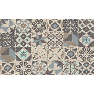 Tapis Velvet Carreau Ciment Blue Taupe