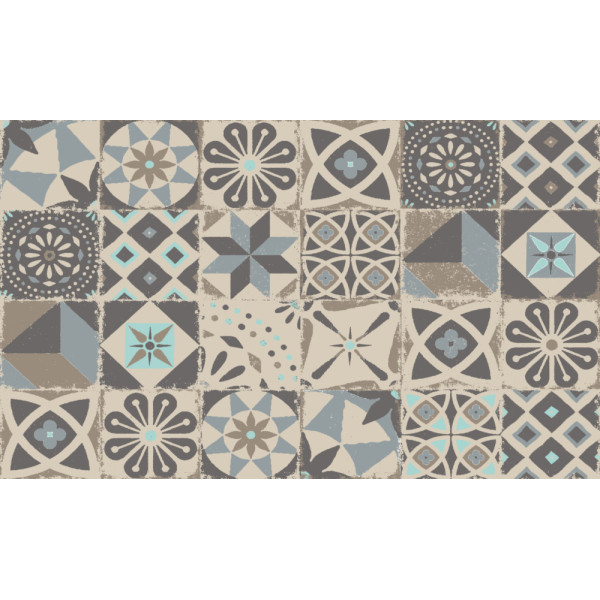 MERCURY - Tapis Velvet Carreau Ciment Blue Taupe
