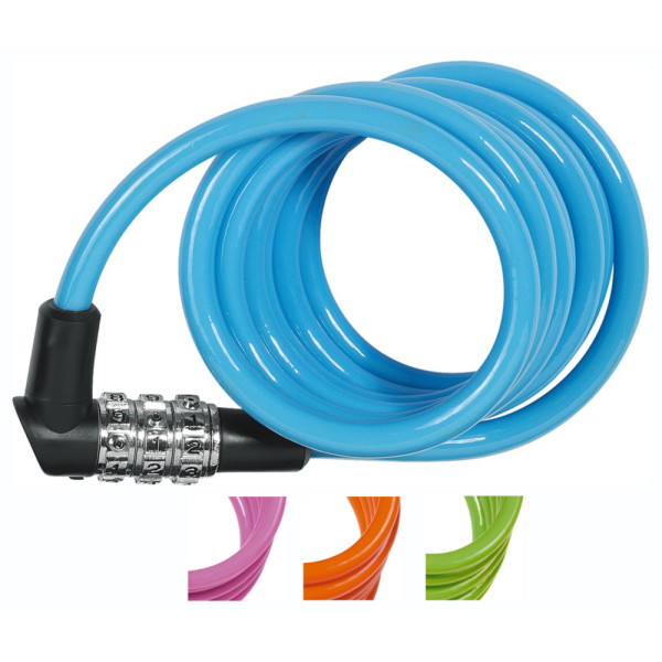 ABUS - Antivol Câble Spiral Color à Chiffre 1.50m Couleurs Assorties