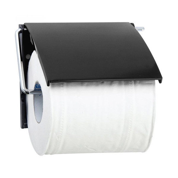 M S V - Porte-Papier Toilette Noir Mat Inox et PVC