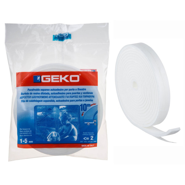GEKO - Joint Mousse Adhésif Calfeutrage Profil I 2x510m Blanc