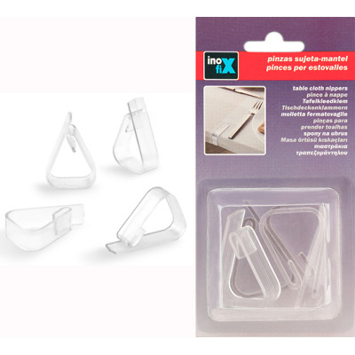 Pince Attache Nappe Transparent Lot de 4 sous Blister