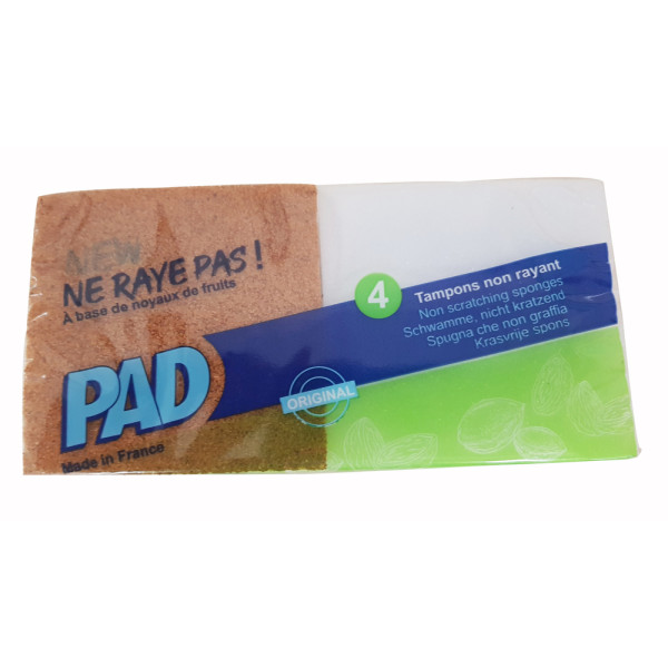 PAD - Tampon Abrasif Végétal sur Éponge Lot de 4