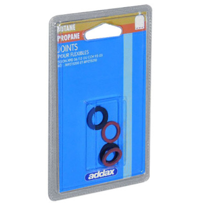 Joints pour Flexibles Butane/Propane 2Noirs+2Rouges en Blister