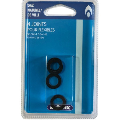 Joints Noirs pour Flexibles Gaz Naturel Lot de 4 en Blister