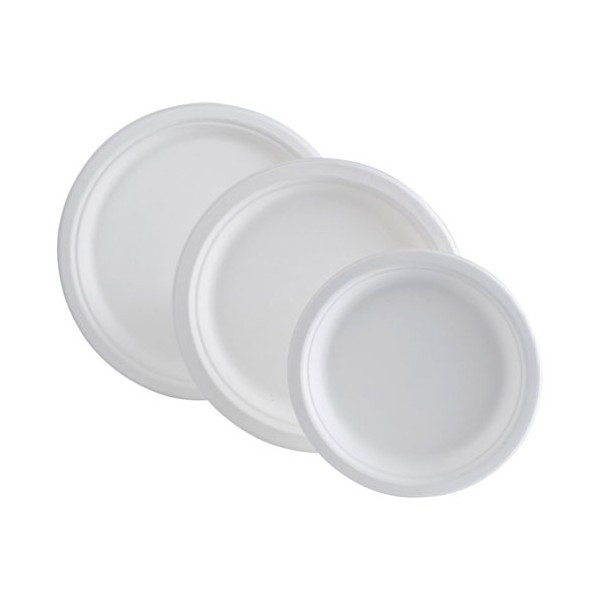 PUBLI EMBAL - Assiettes Blanches en Bagasse Lot de 50