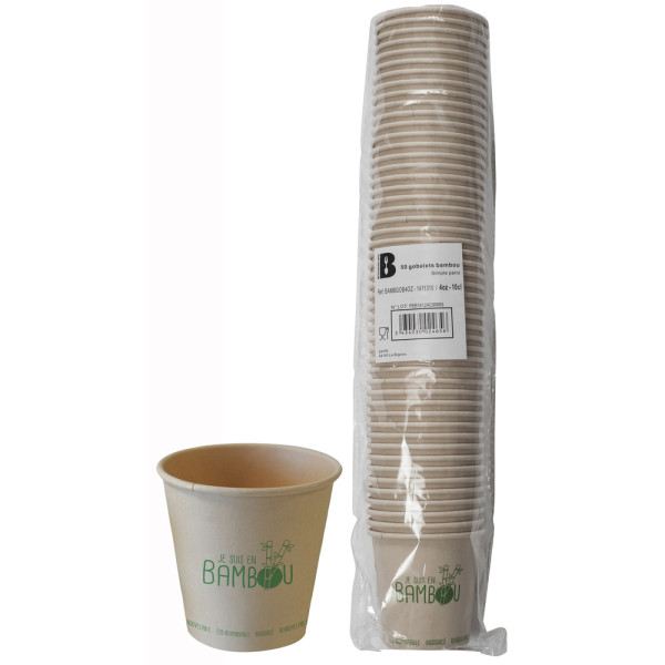 PUBLI EMBAL - Gobelets en Bambou 10cl Paquet de 50