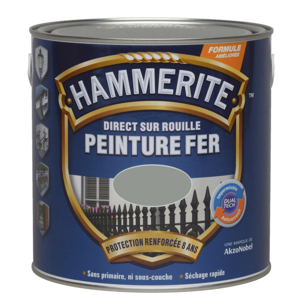 HAMMERITE - Peinture Fer - Direct sur Rouille - Brillant Laqué 0.25L