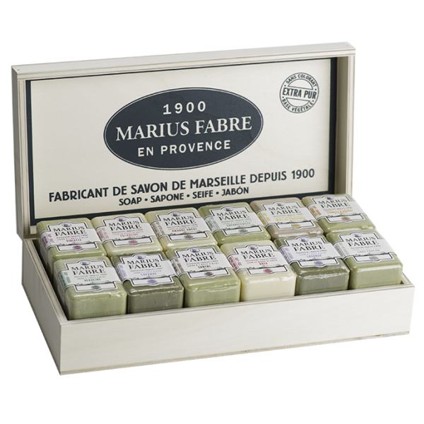 MARIUS FABRE - Savonnettes en Coffret Bois 23x150g Panaché Sans Huile de Palme