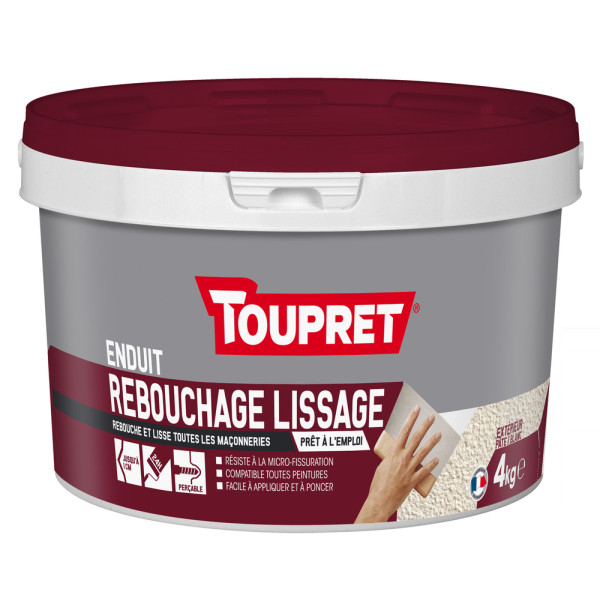 TOUPRET - Enduit de Rebouchage Lissage 2en1 Pâte 4kg