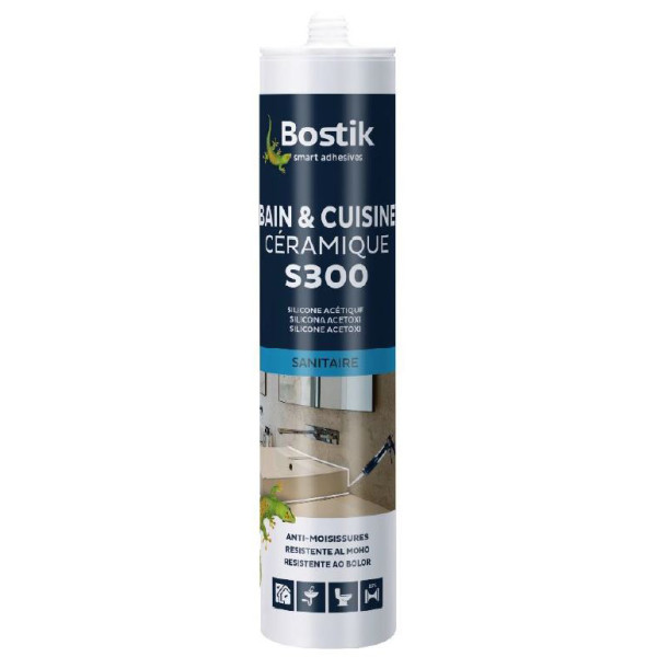 BOSTIK - Mastic Bain & Cuisine Céramique S300 Cartouche 300ml