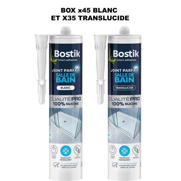 BOSTIK - Joint Parfait Salle de Bain Box 45 Blancs + 35 Transparents 280ml