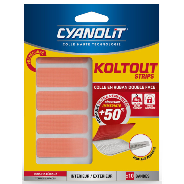 KOLTOUT - Colle Double Face Koltout Strips Prédécoupé x10