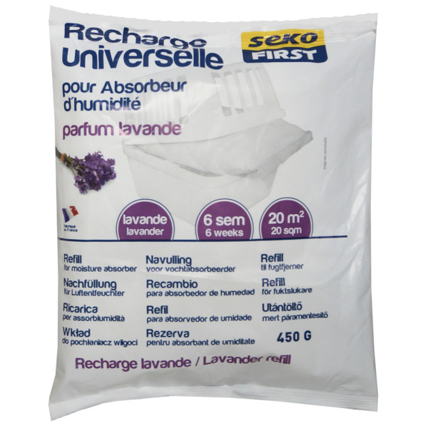 SEKOFIRST - Recharge Universelle Lavande Pour Absorbeur d'Humidité Sachet de 450g
