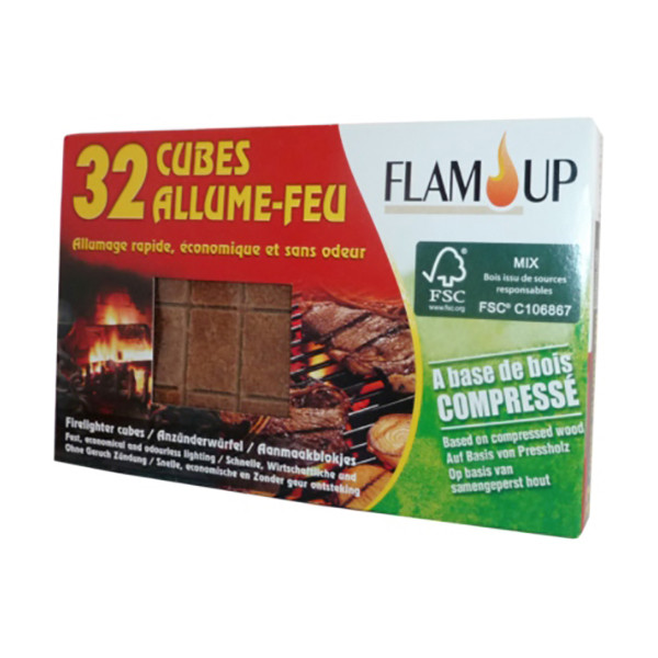 FLAM UP - Allume-Feu Bois Compressé x32 Cubes