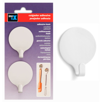 Crochets Adhésifs Ronds x2 Blanc sous Blister