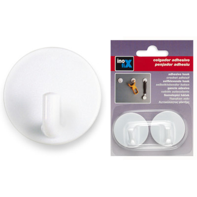 Crochet Adhésif Rond Ø35 x2 Blanc sous blister