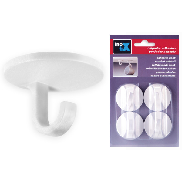 INOFIX - Crochet de Plafond Adhésif en Plastique x2 Sous Blister