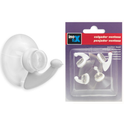 Crochet Ventouse Plastique x4 Ø33mm Transparent