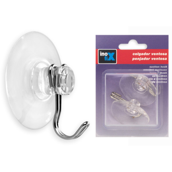 INOFIX - Crochet Ventouse Chromé x2 Ø45mm