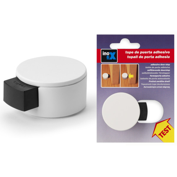 INOFIX - Butée de Porte Avec Amortisseur Ronde Ø40 Blanc
