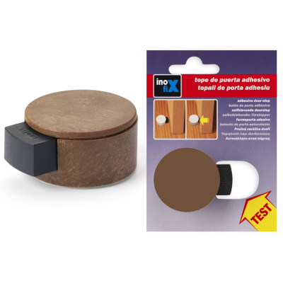 Butée de Porte avec Amortisseur Ronde Ø40 Bois sous Blister