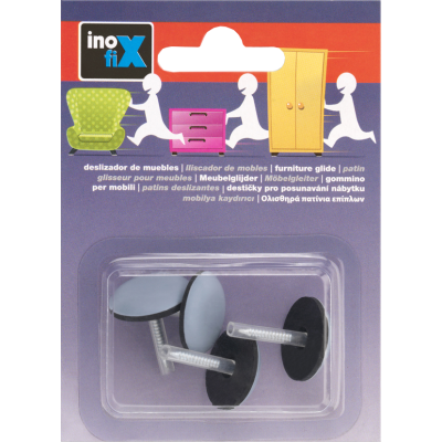 Patin Gliss Meuble Gris Rond à Visser Lot de 4 sous blister