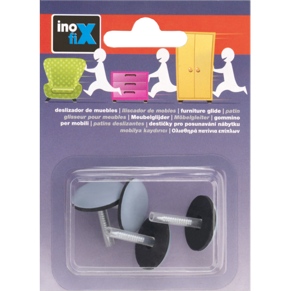 INOFIX - Patin Gliss Meuble Gris Rond à Visser Lot de 4