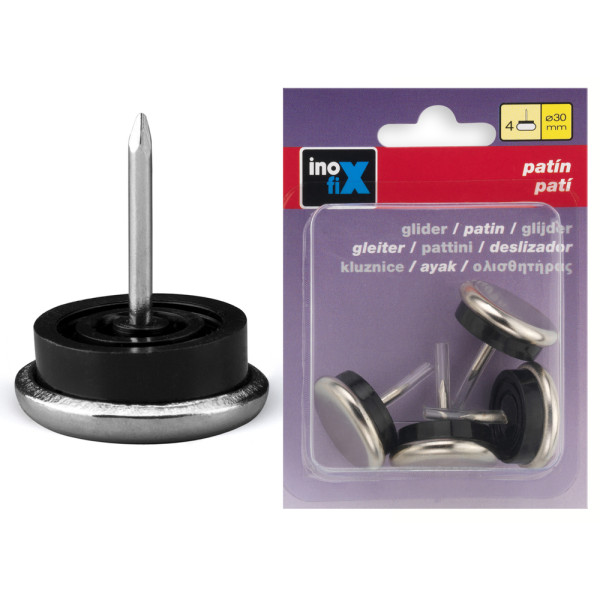 INOFIX - Patin Métal en Acier à Clouer 30mm Lot de 4