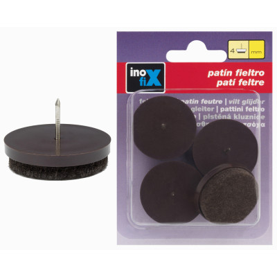 Patin Feutre à Clouer Marron Lot de 4 sous blister