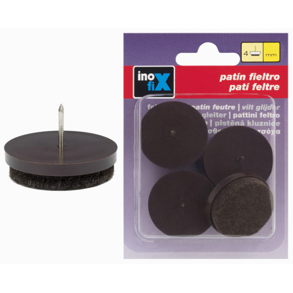 INOFIX - Patin Feutre à Clouer Marron Lot de 4